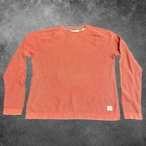 Weatherproof Vintage Sweater Mens M Orange Waffle Knit Crewneck Workwear Casual